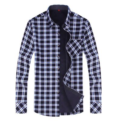 Men Shirt Patch Pocket Plaid Print Long Sleeves Men Slim Fit Thickened Warm Shirts for Work