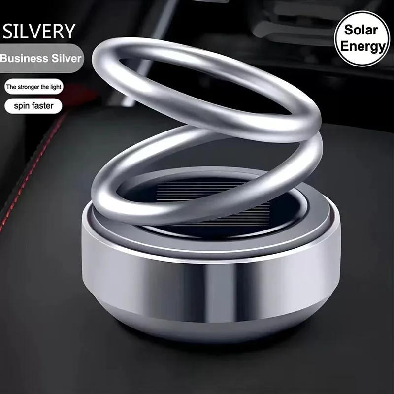 Solar Car Air Freshener Car Perfume Suspension Rotating Car Solid Perfume Aromatherapy ABS Double Ring Car Decoration