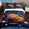 Starry Groundhog Illustration 3pcs Bedding,Including 1pc Duvet Cover And 2pcs Pillowcases Perfect for Christmas,Ideal for Bedroom, Dormitory