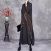 Johnature Mujer Otoño Moda Cuello Alto Suelto Manga Larga Vestido Estilo Chino Contraste Vestido Casual