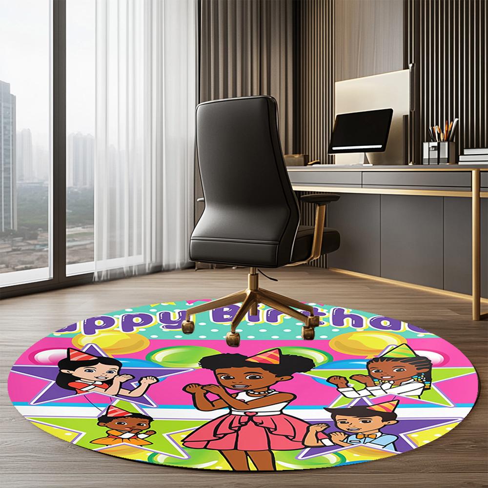 Gracie's Corner Printed Round Rug Carpet Chair Rug Area Rug Entryway Doormats,for Office Chair Living Room Bedroom Kitchen Room.