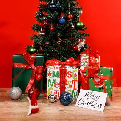 Christmas Wrapping Paper Roll 17 Inch Merry Christmas Santa Claus Gift Wrapping Reversible Winter Holiday Gift Wrap for Present