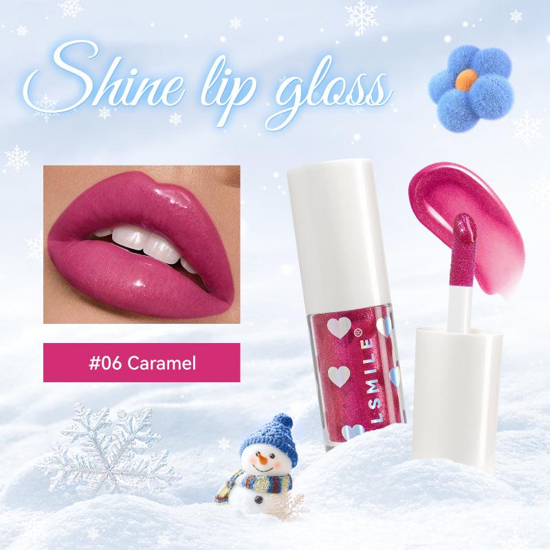 MLSMILE 6-Farben perlmuttfarbener Lipgloss: Langanhaltender, Feuchtigkeitsspendender, Leicht aufzutragender Flüssiglippenstift für Weihnachten.