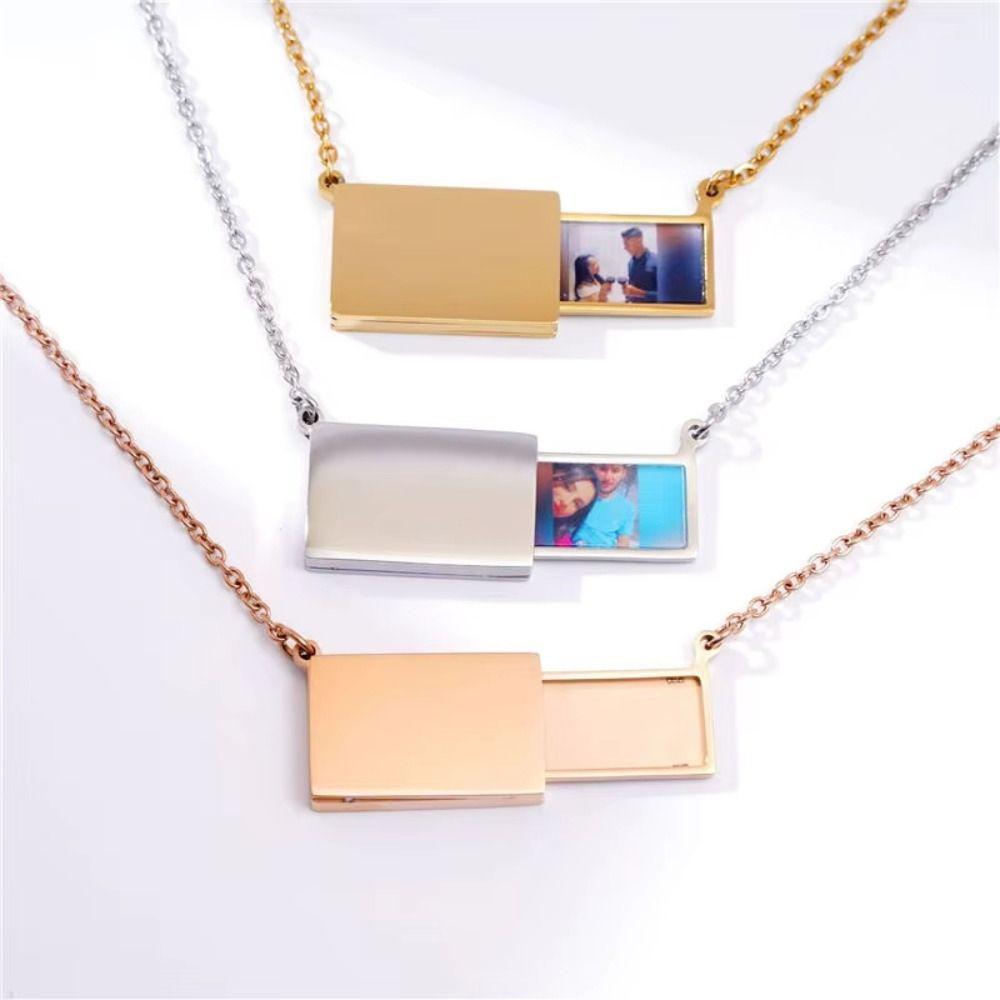 Drawer Style Personalized Necklace Electroplating Locket Pendant Fashion Necklace Memorial Jewelry