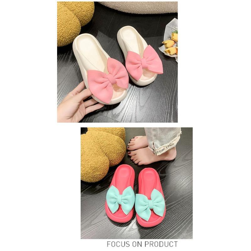 Sandalen mit dicker Sohle für Damen, Tragen von Schleifen-Clip-Slippern für Damen