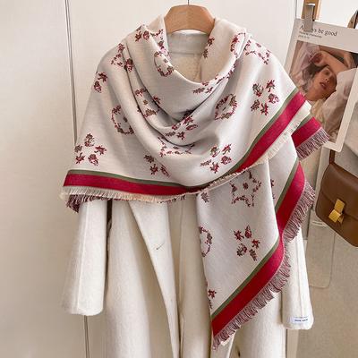 Star-Shaped Floral Pattern Fashion Trend High-End Versatile Women'S Imitation Cashmere Scarf Large Square Scarf Air Conditioner Shawl