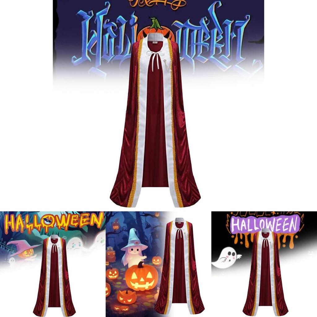 Unisex Velvet Halloween King Cape With Embroidery For Costume Parties