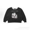 Oversized Unisex Hooded Sweatshirt With Distressed Washed Letter Print Cotton Blend Casual Top Teens Adults