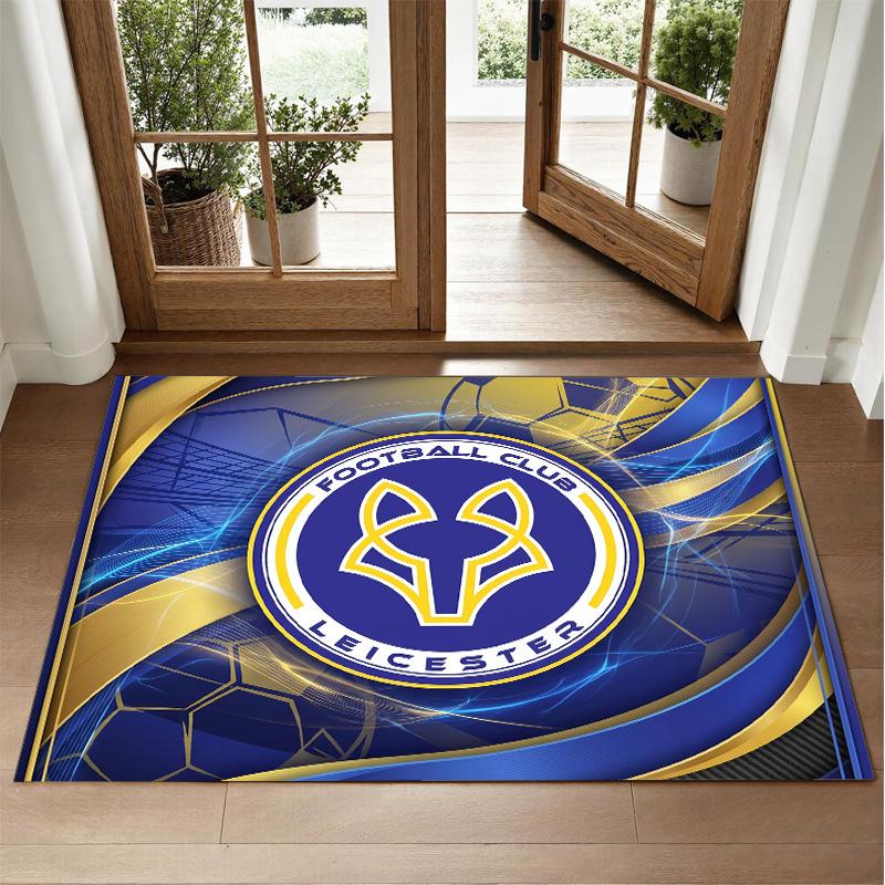 Leicester City Football Design Crystal Velvet Rug Soft Decorative Mat for Bedroom Entrance