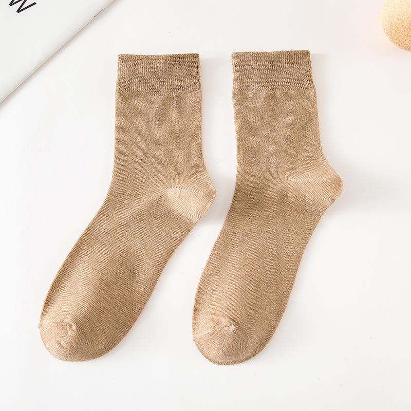 5-Pack Men's Mid-Calf Cotton Socks - Spring & Autumn Collection, Versatile Solid Colors, Breathable & Casual.