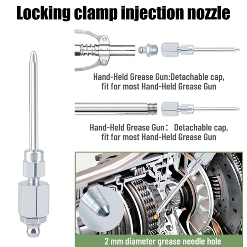 Heavy Duty Metal Grease Coupler And Needle Nozzle Set High Pressure Needle Grease Nozzle for Deep Recesses Lubrication