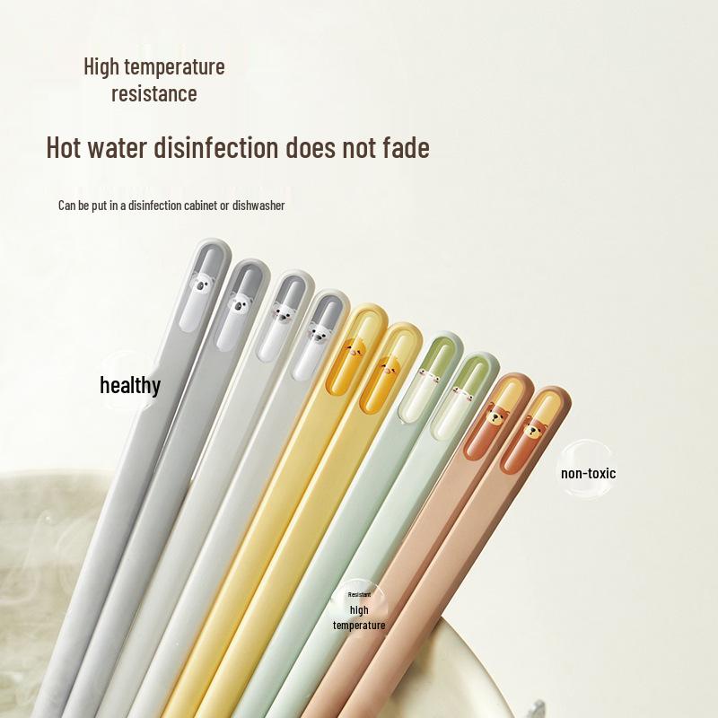 Cartoon Antibacterial Non-slip High-Temperature Resistant Alloy Chopsticks - Mildew Proof, High-End Design for One Person.
