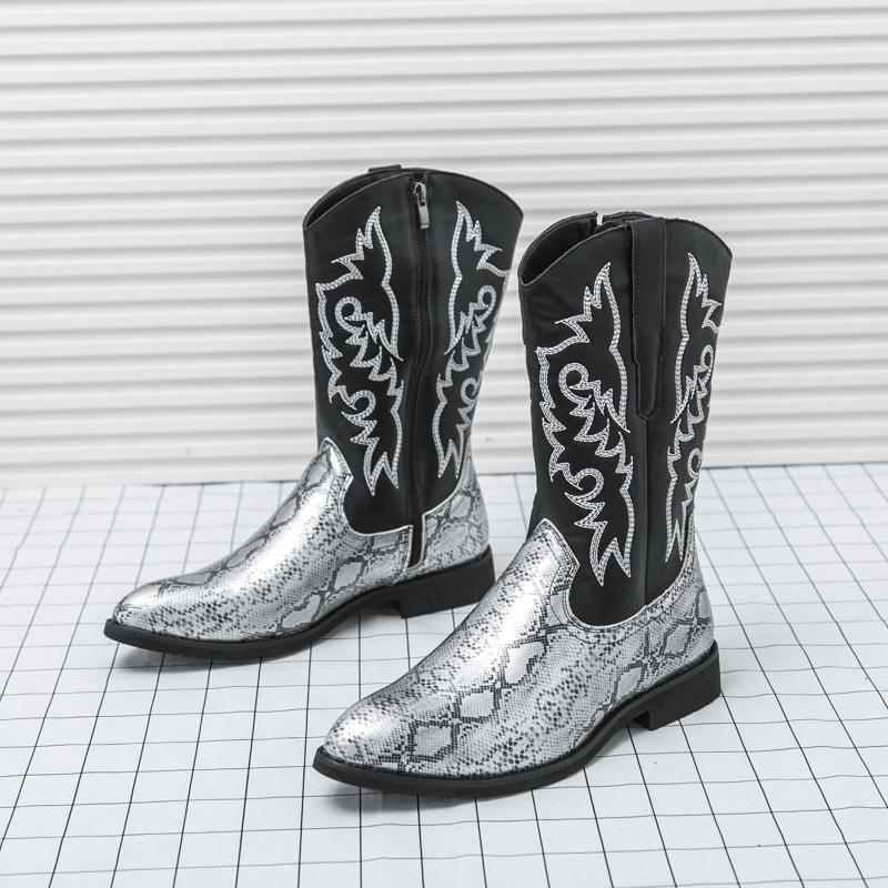 

осень-зима 2025 ботинки-локомотивы с вышивкой, ботинки мартин, ebay, большой размер, высокий верх, ретро, рабочие ботинки, боковая молния, мужская обувь 46