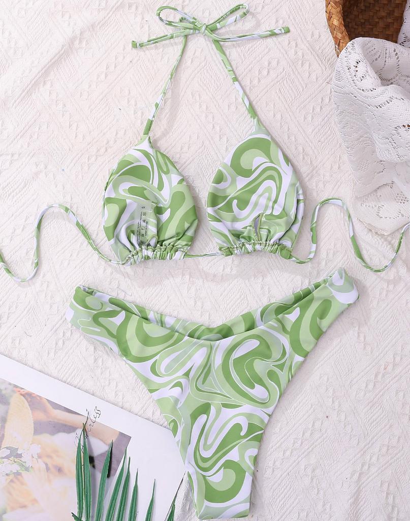 Micro Bikini Sexy Women Swimwear Print Halter Backless Thong Brazilian Swimwear Bikini Set Bikini Beachwear