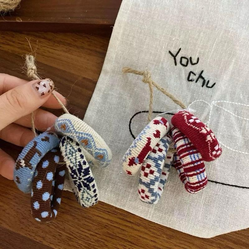 4Pcs/Set Elastic Hair Ropes Ethnic Pattern Hairband For Women High Ponytail Holder Scrunchies Rubber Band Hair Accessories