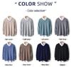 Men's Wool V-neck Sweater - Casual Loose Fit, Long Sleeve, Autumn/Winter Knitted Outerwear.