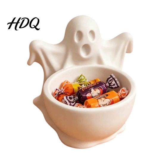 Multi Functional Storage Organizer 3D Printed Ghost Candy Bowl for Halloween Party Decorations, Multi-functional Desktop Decorative Shaped Trinkets &