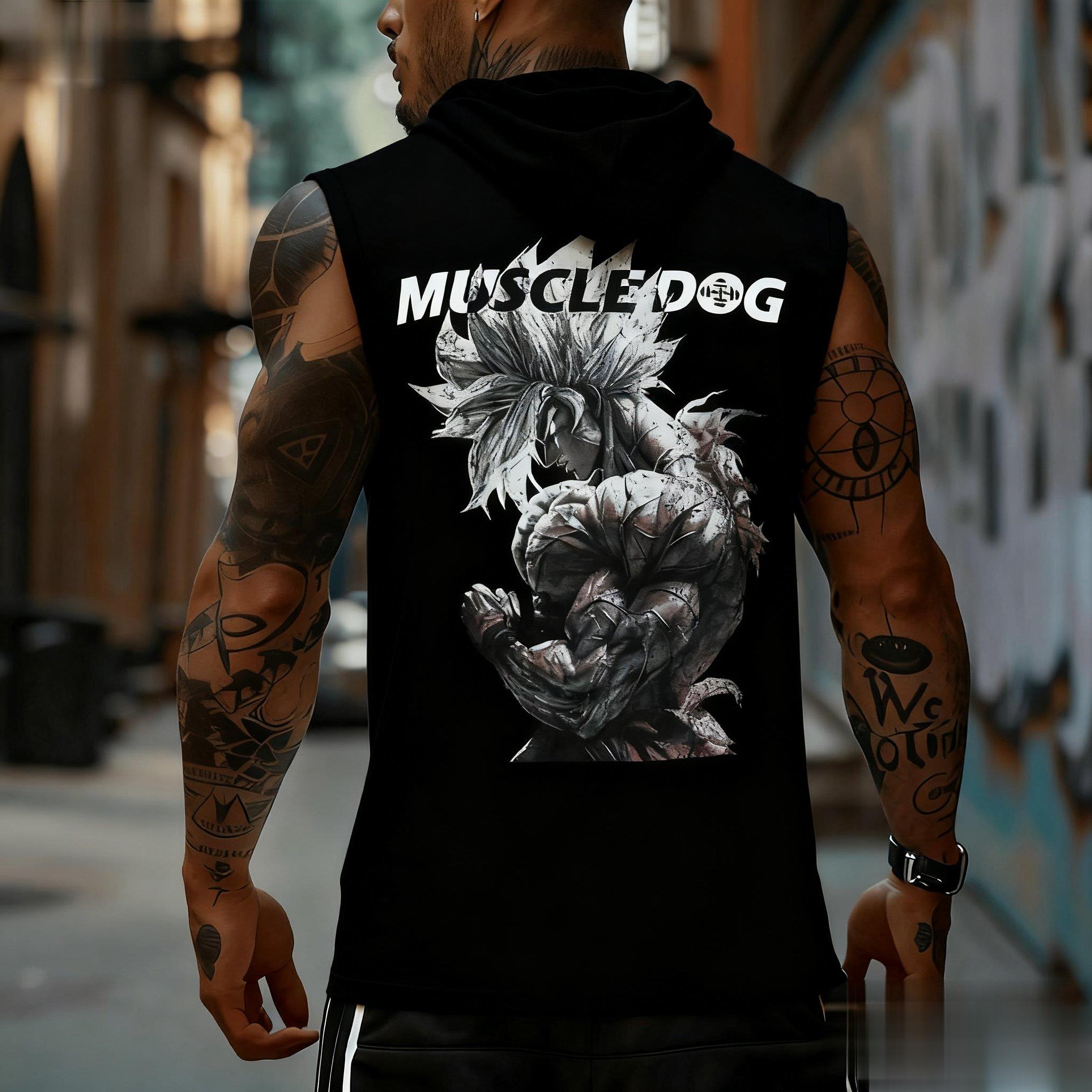 Anime Men Sleeveless Hoodie Vest Streetwear Tank Top Summer Fashion Men s and Women s Fitness And Leisure Tank Tops S