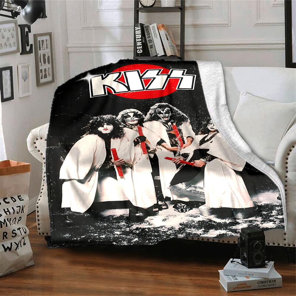 1pc KISS Band Flannel Blanket, Soft Skin Friendly with Digital Printing, Various Sizes Available for Family, Friends, Birthday