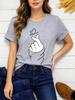 Finger Heart Print Unisex T Shirt Short Sleeve O Neck Loose Unisex Tshirt Ladies Fashion Tee Shirt Tops Clothes Camisetas Mujer