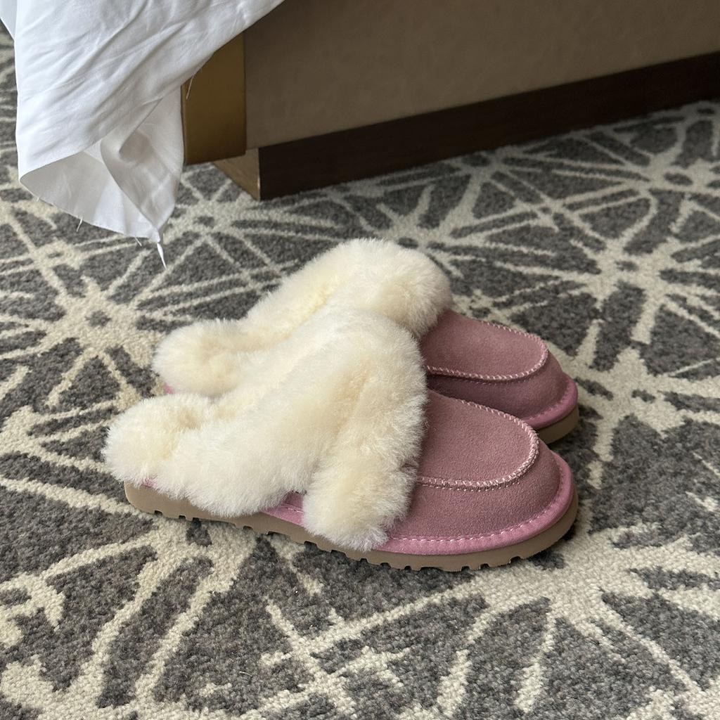 Mao Mao slippers for women wear advanced sense of comfort, simple and light casual plush bag head drag Sangpo winter slippers for women