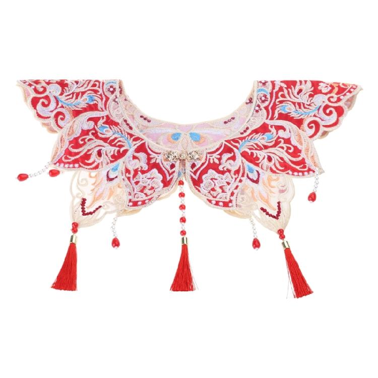 Embroidery Fringed Collar Elegant Detachable Collar Shawl Vintage Horseface Skirt Collar Costume Dressingup Accessories