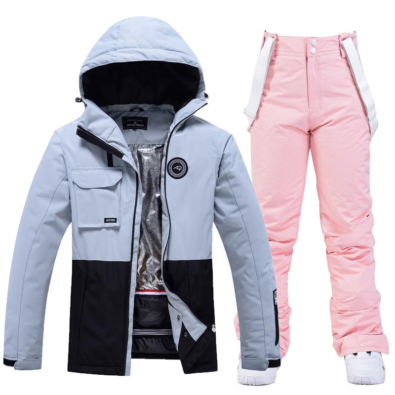Ski suit men's and women's winter windproof, splash-proof and warm thickened ski clothes, snowboard and skateboard ski suits
