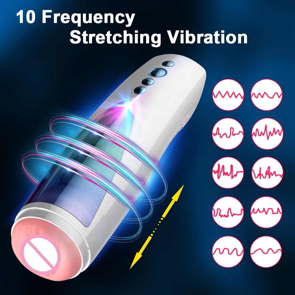 Automatic Telescopic Rotation Male Masturbators Cup Silicone Vagina Real Blowjob Pussy Adult Goods Masturbation Sex Toys For Men