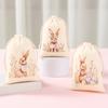 6pcs Drawstring Gift Bags, Cute Rabbit Bunny & Flowers Drawstring Candy Gift Bags Sack Bag, for Holiday Presents, Spring Indoor