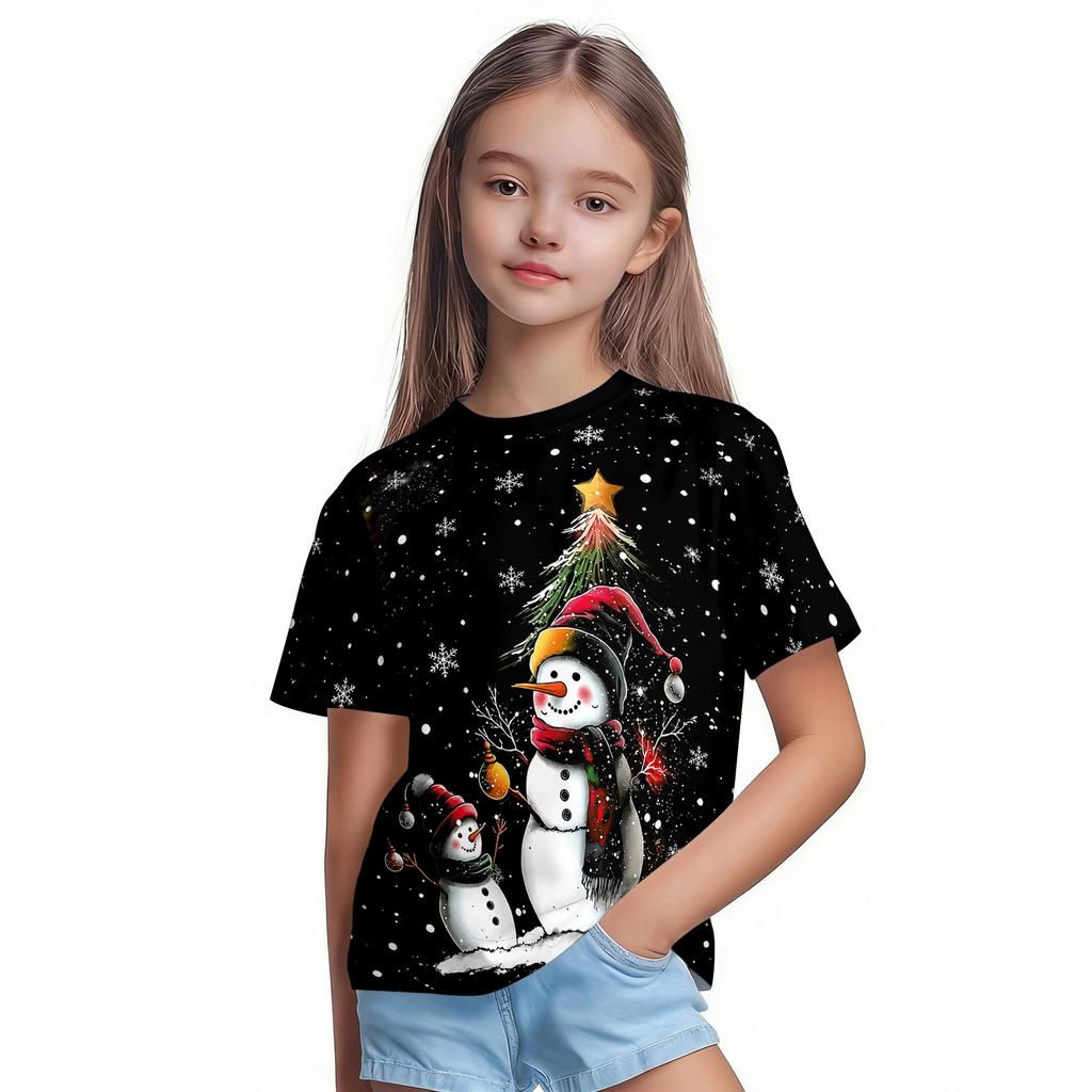 Sommer Kinder 3D-Druck Rundhals-T-Shirt Weihnachts-Verkleidung