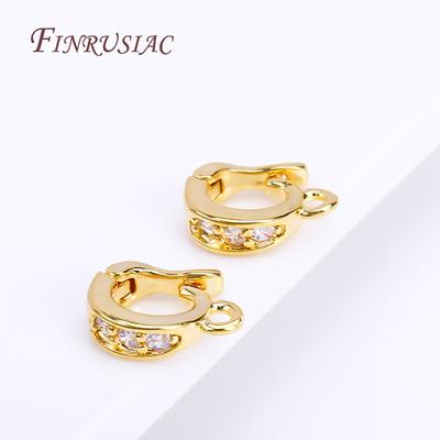 18K Goldplattiertes Messing Metallinlay Zirkon Scharnier Anhänger Aufhänger Verschluss DIY Schmuckherstellung Zubehör