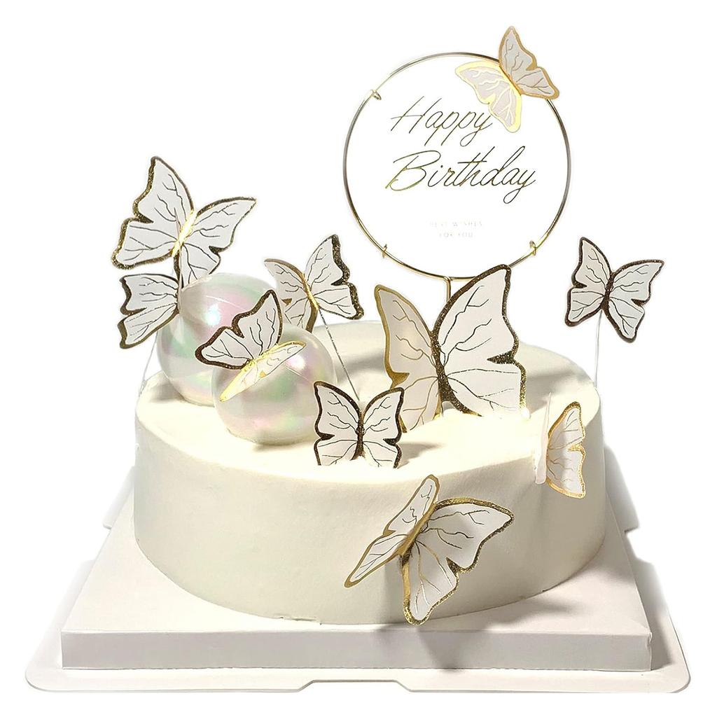 11PCS of Pink Gold Butterfly Cake Decoration for Mother's Day, Wedding, Outdoor Picnic Dessert,Butterfly Themed Party Decoration