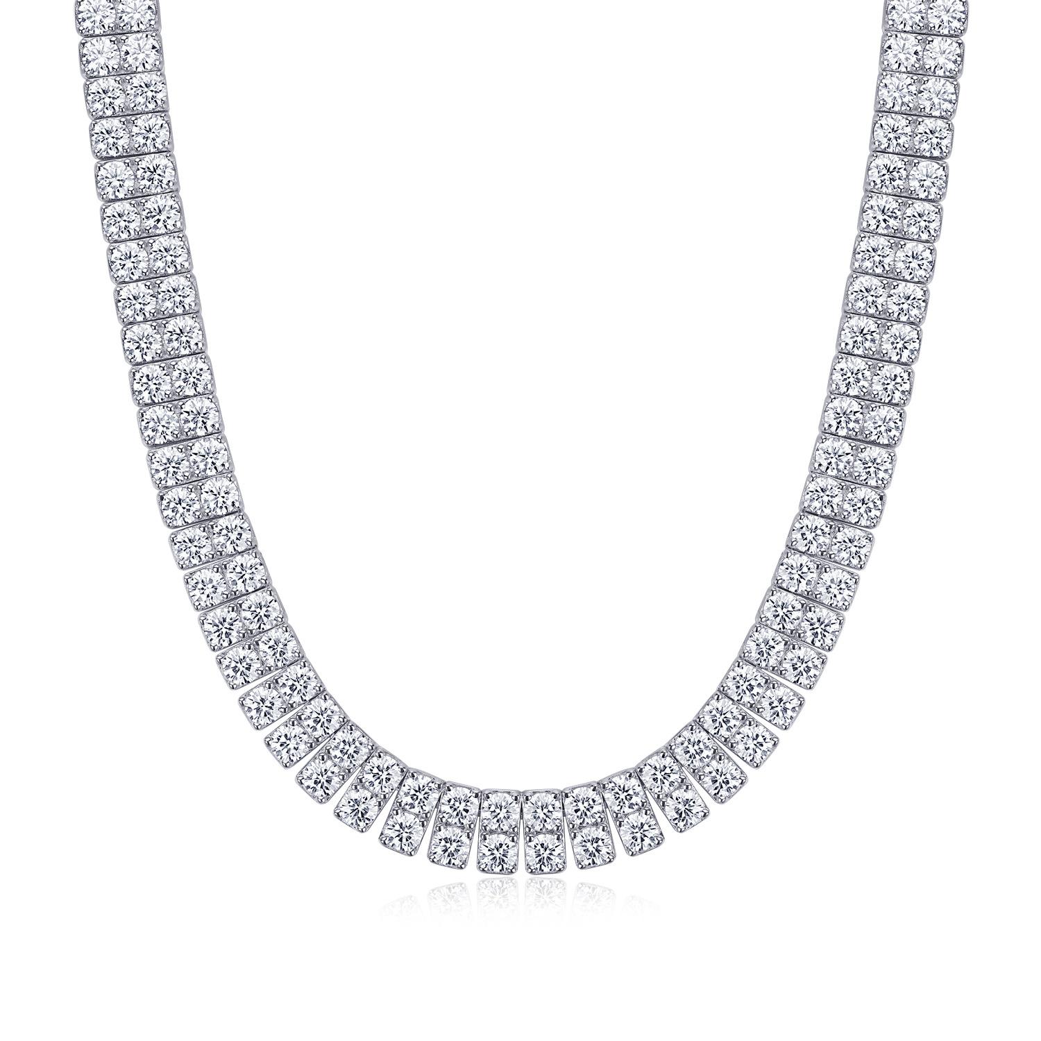 

Серебряное ожерелье S925, 4 мм, муассанит, 30 точек, женская теннисная цепочка 35cm