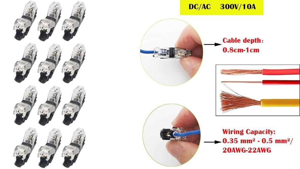 CTRICALVER 1 Pin Wiring Connector Wiring Branch Connector Simple Quick