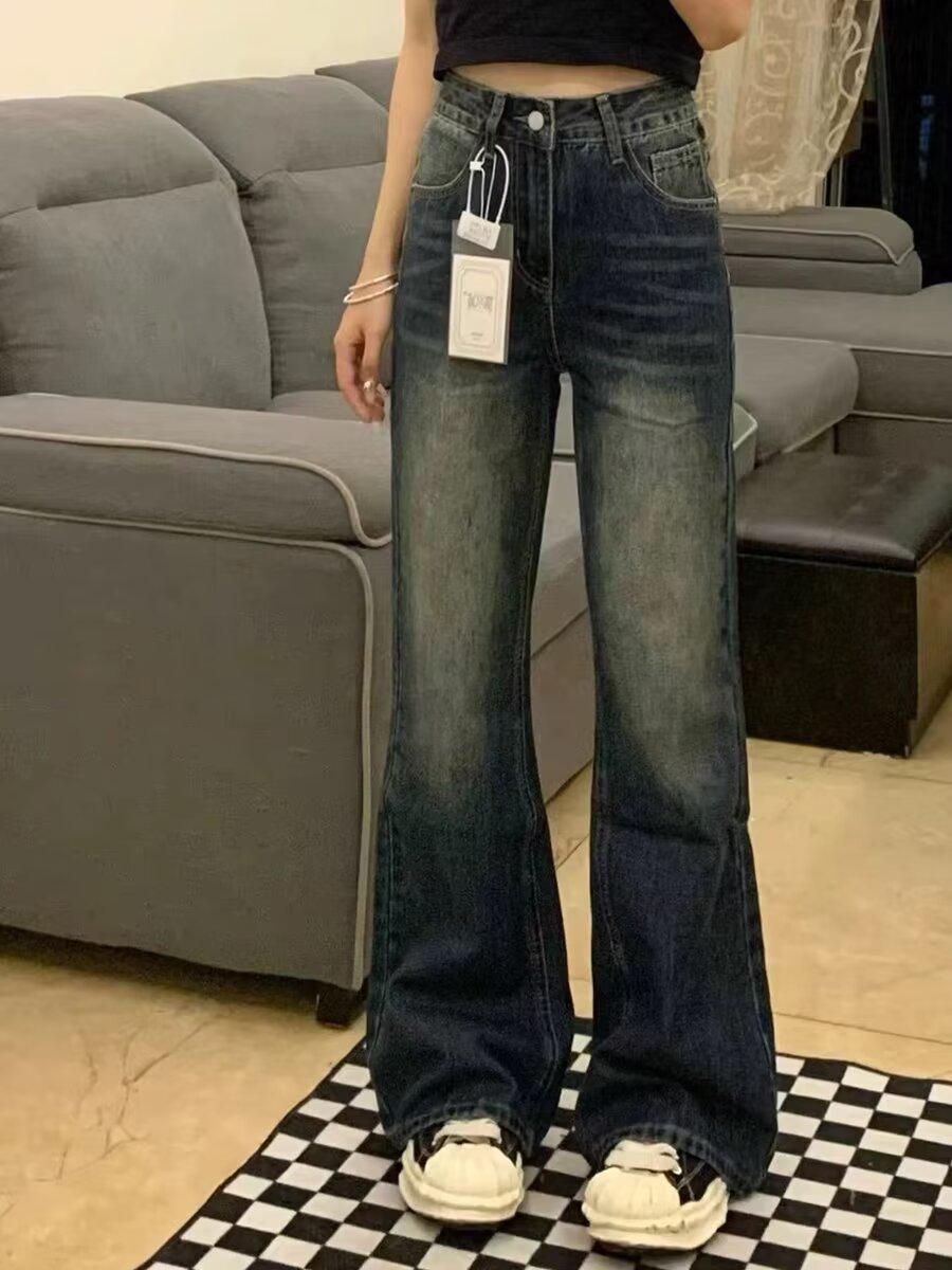 

Расклешенные джинсы с высокой талией и грушевидной формой для женщин больших размеров - весна/осень 2024 г. L