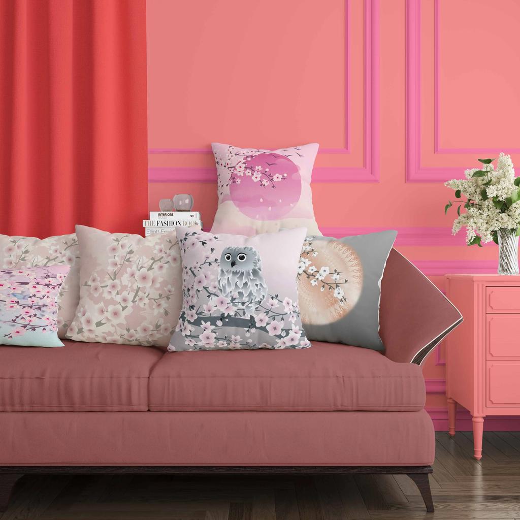 Beautiful Cherry Tree Square Pillowcase Cushion Cover for Home Decor, Car Sofa   45cm*45cm