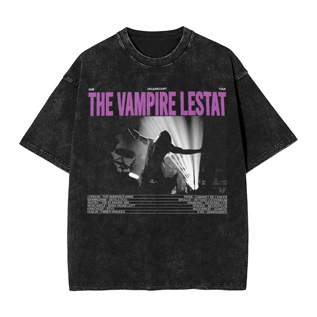 Camiseta para Hombre y Mujer La Entrevista con el Vampiro Lestat Camisetas Lavadas Tendencia Camiseta de Verano Streetwear Ropa Casual Holgada Dropshipping