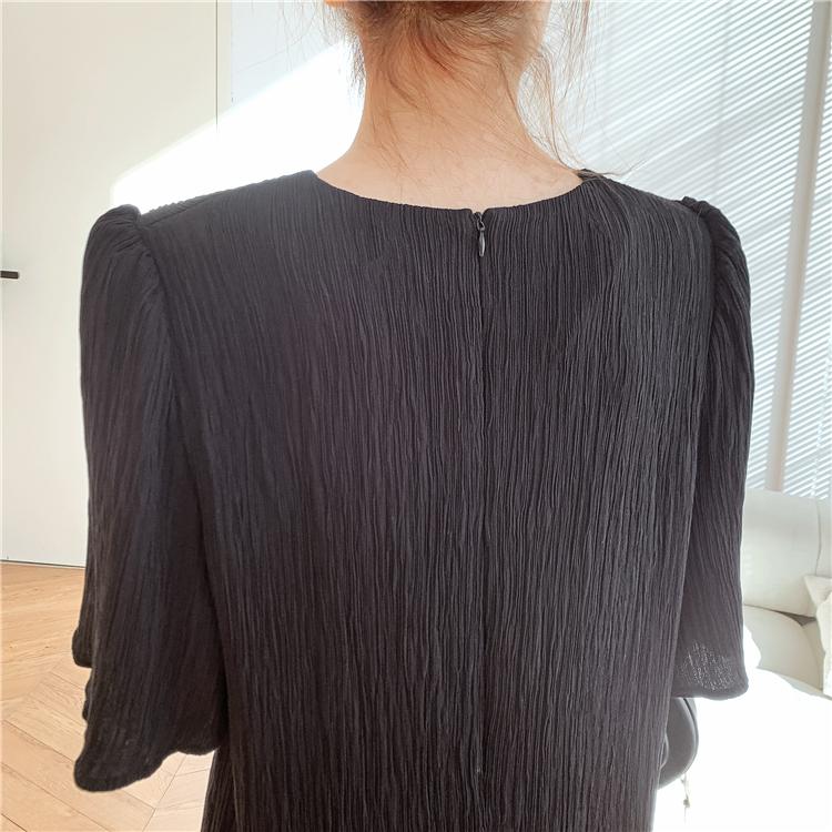 Dimanaf 2025 Summer Plus Size Dress Women Casual Vintage Short Sleeve Long Dress Loose Basic Cotton Black Dress