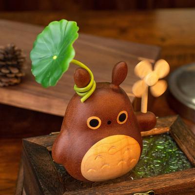 Solid Wood Totoro and No-Face Figurines - Cute Living Room Decor and Gifts