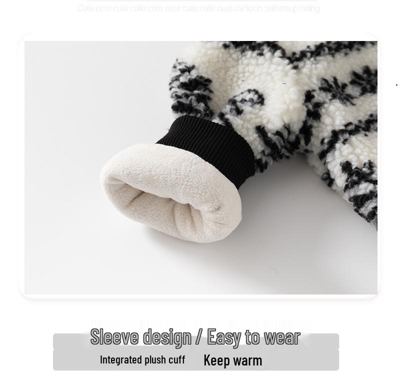 Infant Hooded Velvet-Lined Cotton Jacket - Autumn/Winter Outerwear for Toddlers, Warm First Birthday Outfit