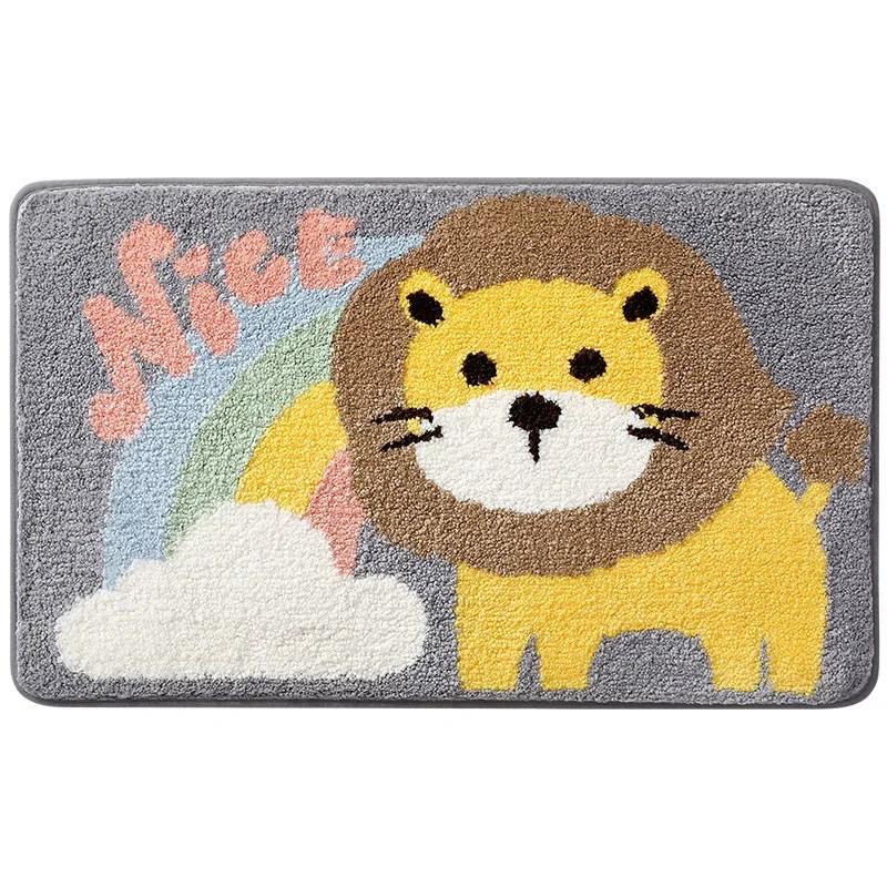 Frog and Bear Flocking Bath Mat Home Decoration Door Mat Non-slip Absorbent Bathroom Doormat Super Soft Fiber Bath Rug