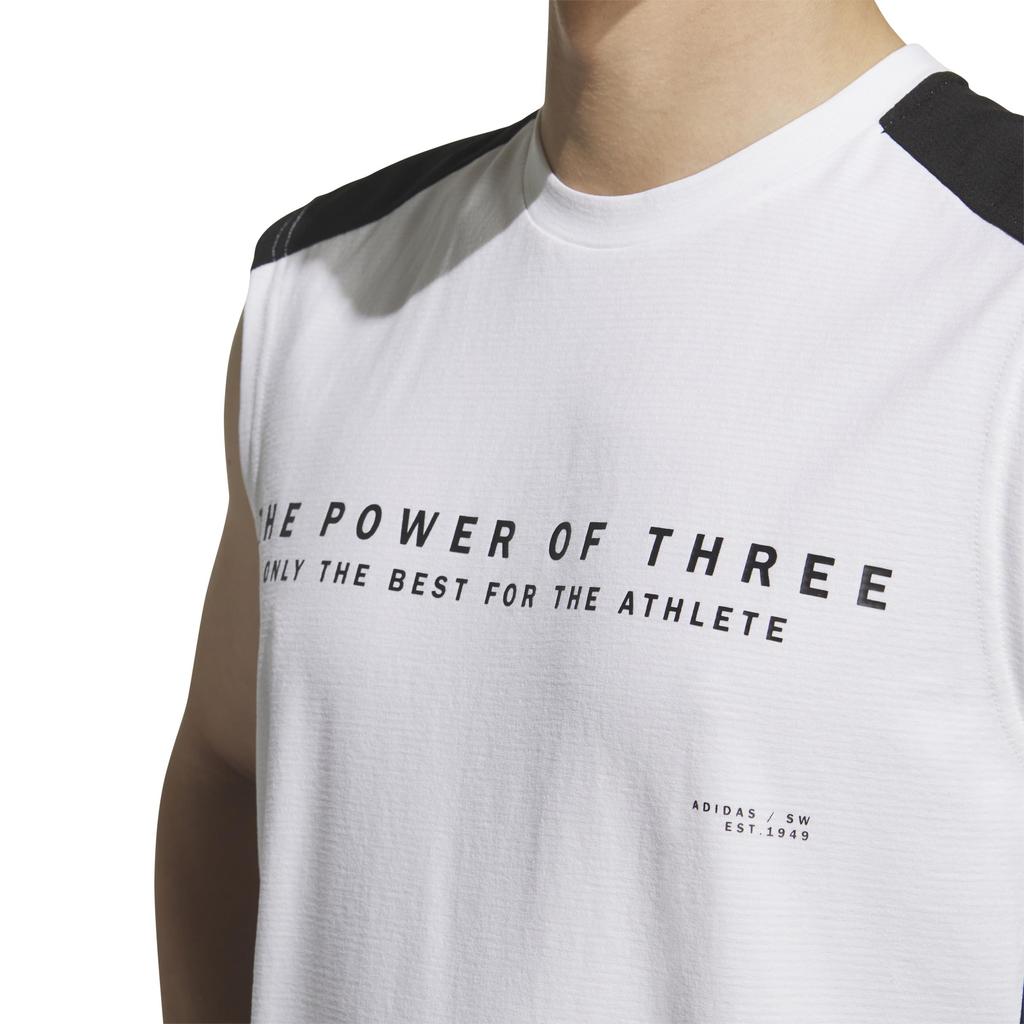 Adidas Adptn Sleeveless Regular Horizontal Textured Double White Size T-Shirt, Fit, Stripes, Knit, Men's, (JM2086), J/3XL