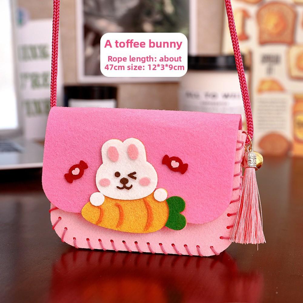 Children Handmade Cartoon Pattern Non Woven Fabric Crossbody Bag Material Set For Kids Handmade Gift
