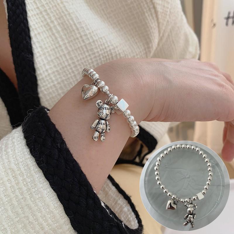 Korean Style S925 Sterling Silver Geometric Cutout Bracelet: Women's Retro Hong Kong Style Bangle