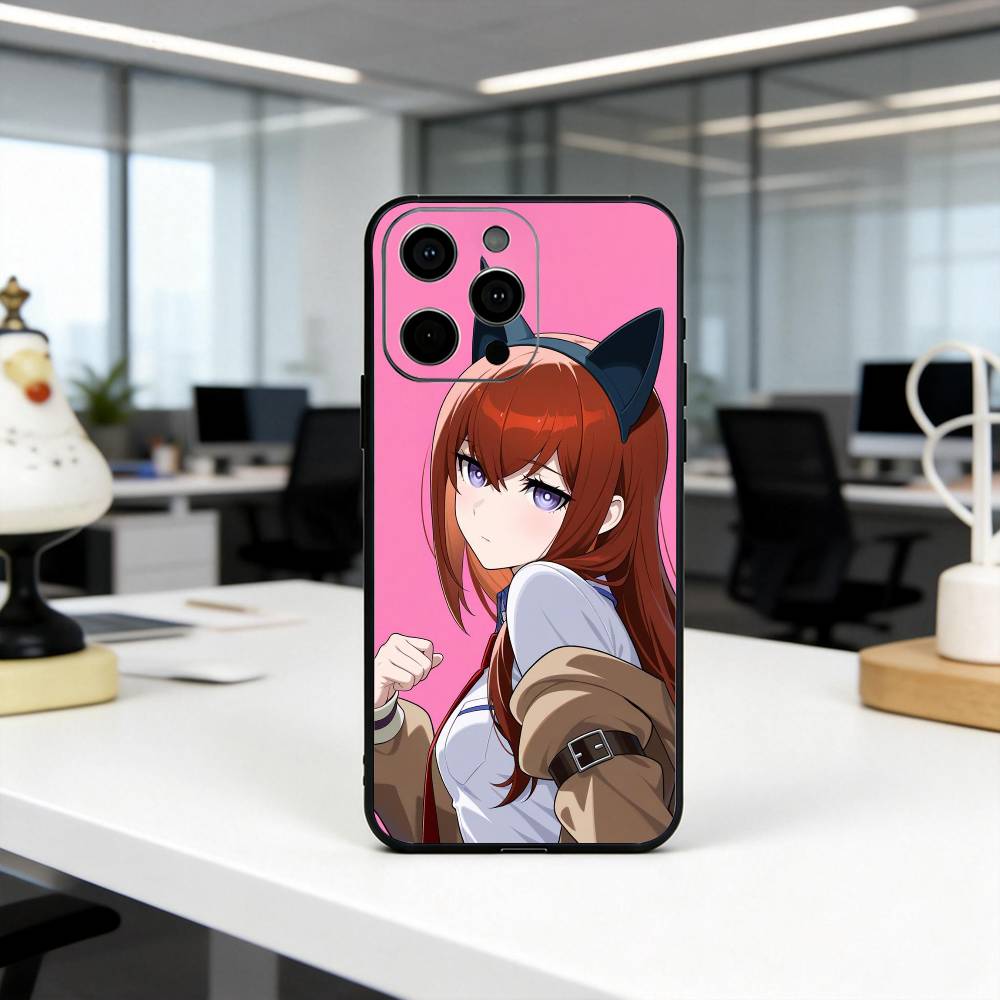 

K-Kurisu M-STEINS GATE Makise-es Чехол для телефона Для iPhone 17, 16,15,14,13,12,11 Plus,Pro Max, Другие Мягкий Черный Чехол iPhoneXSMAX