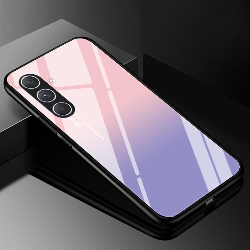 Hartowane Szklane Etui na Telefon Dla Samsung Galaxy A05 A05S Pokrowiec A15 A14 A24 A34 A25 A54 4G 5G Luksusowy Twardy Tył Zderzak A04 A04S A04E