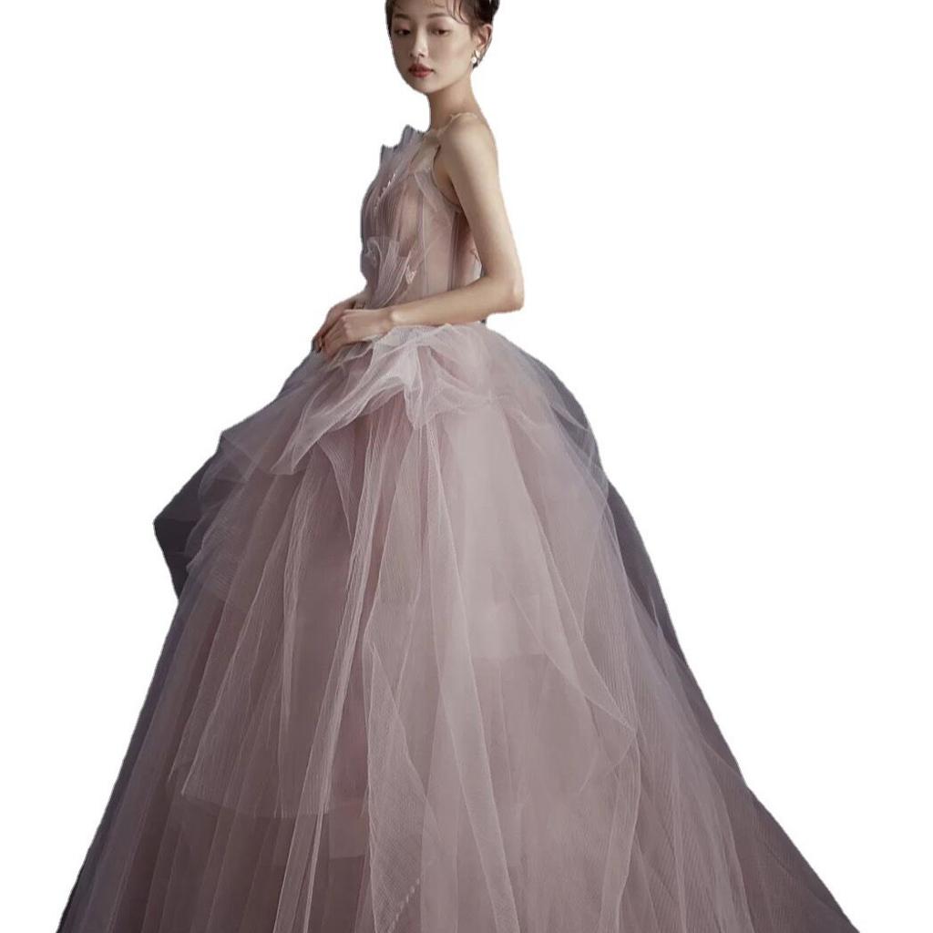  new Mori travel photography color yarn clothing couple photo elegant trailing wedding dress