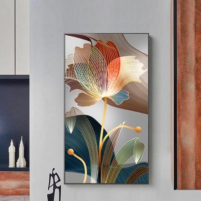 Abstrakte Blumenbilder, Ölgemälde, luxuriöse Goldlinien, moderne Poster und Drucke