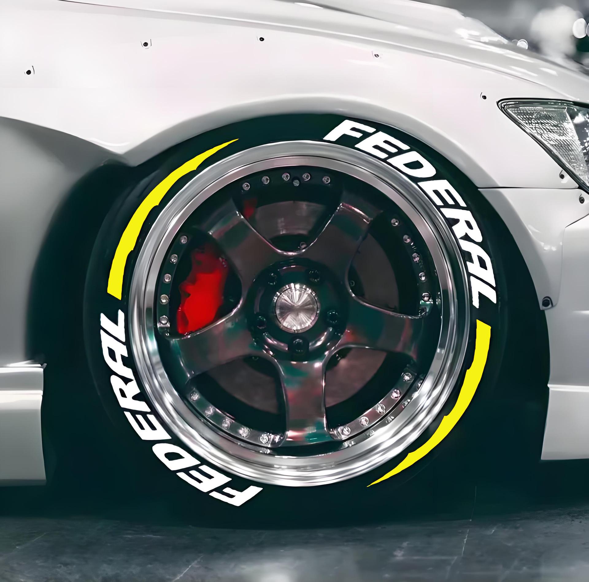 Набор наклеек на шины двойного назначения: Белые буквы на черном фоне для автомобилей и мотоциклов