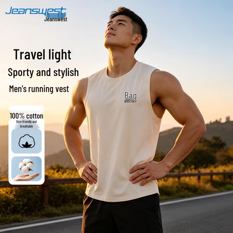 Jeanswest Men s Printed Cotton Sleeveless T-Shirt L